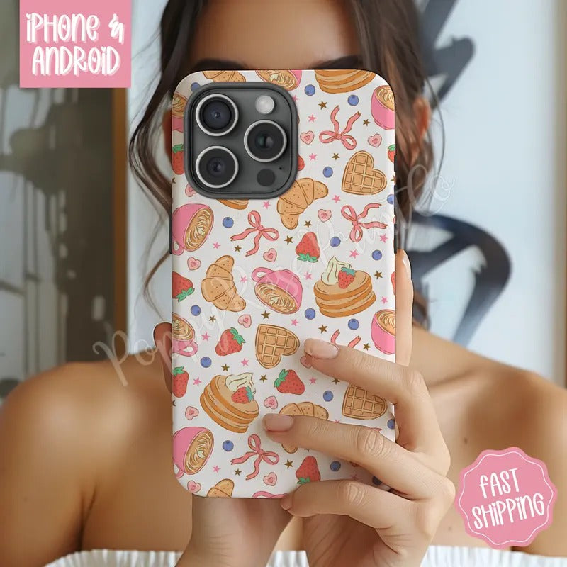 Coquette Breakfast Phone Case Mag Safe Compatible Magnetic Tough Cases T-Shirts, Hoodie, Sweatshirt | DripVista.com
