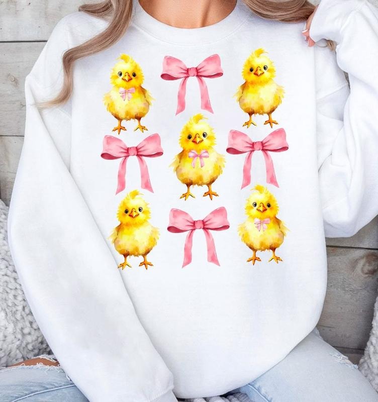 Coquette Chick Sweatshirt, Easter Shirt Gift, Easter Vibes, Easter Chick Sweatshirt Gift, Happy Easter Shirt Sweater,...