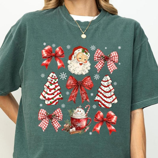 Coquette Christmas Comfort Colors Shirt, Christmas Vibes Vintage Graphic Tee, Retro Christmas Season Unhinged Tees, Holiday T-Shirt, Holiday Gifts