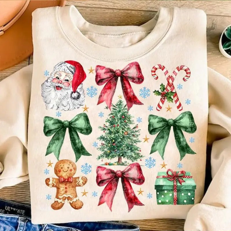 Coquette Christmas Shirt, Coquette Bow Sweatshirt, Christmas  Trending Shirt, Retro Holidays Girly Christmas Tee Hoodie
