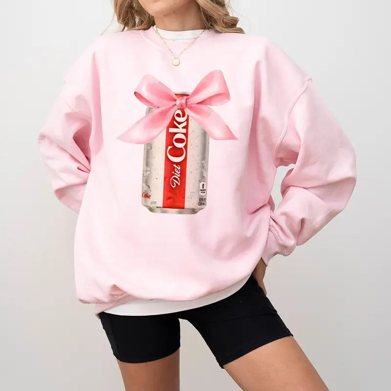 Coquette Diet Coke Sweatshirt, Diet Coke With Pink Bow Sweatshirt, Diet Coke Meme, Coquette, Diet Coquette, Y2K Silly Unisex Cotton Tee, Diet coke tshirt