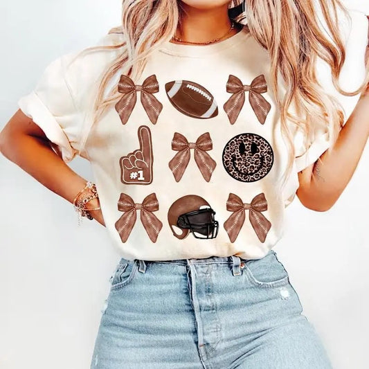 Coquette Football tshirt, Football Bow tshirt, Football mom tshirt, Football tshirt, Game Day, Fall Football tshirt, Football Season tshirt, Sports tshirt