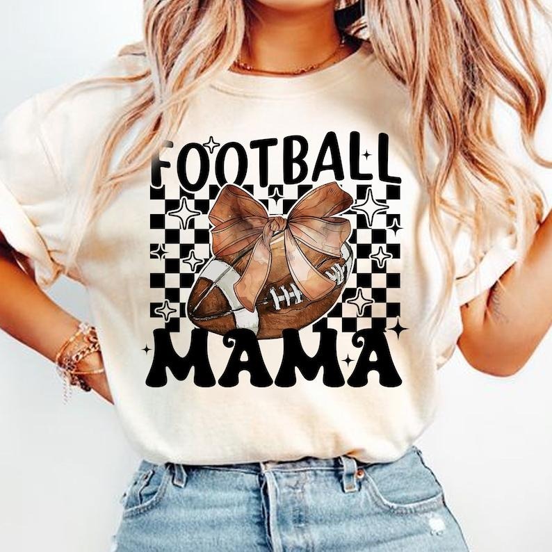 Coquette Football, Football Bow, Checkered Game Day Tshirt