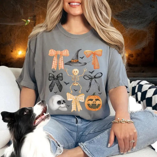Coquette Halloween Bow Shirt, Halloween Y2K Coquette Crewneck, Trendy Bow Shirt,Dark Coquette Girly Halloween Shirt,Witchy Era