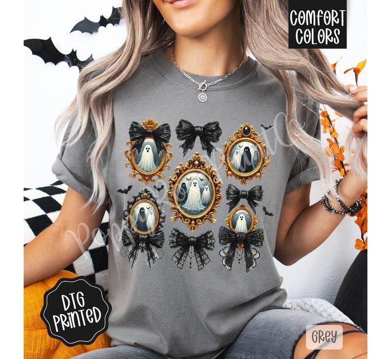Coquette Halloween Frames Comfort Colors, Trendy Women's Fall Tshirt