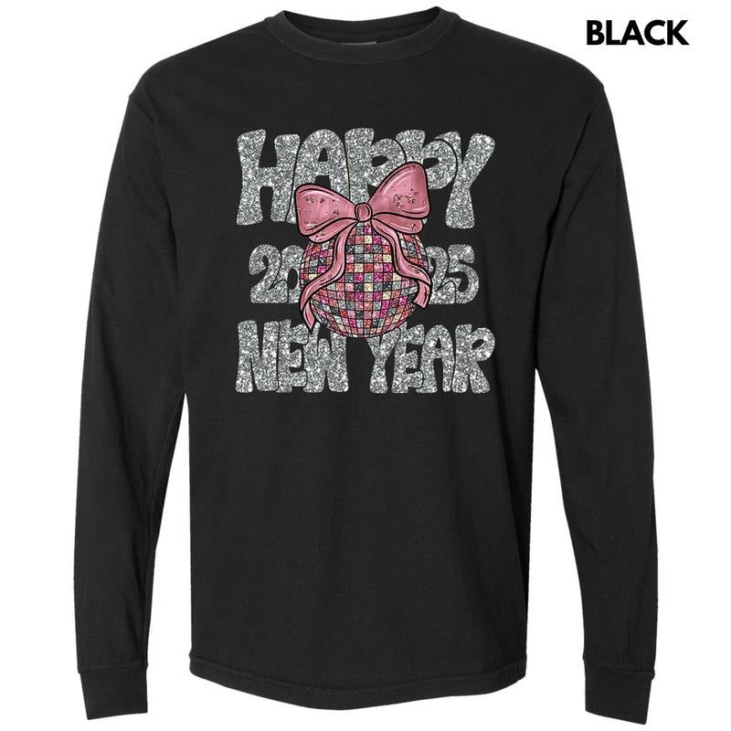Coquette Happy New Year Long Sleeve Comfort Colors T-Shirt
