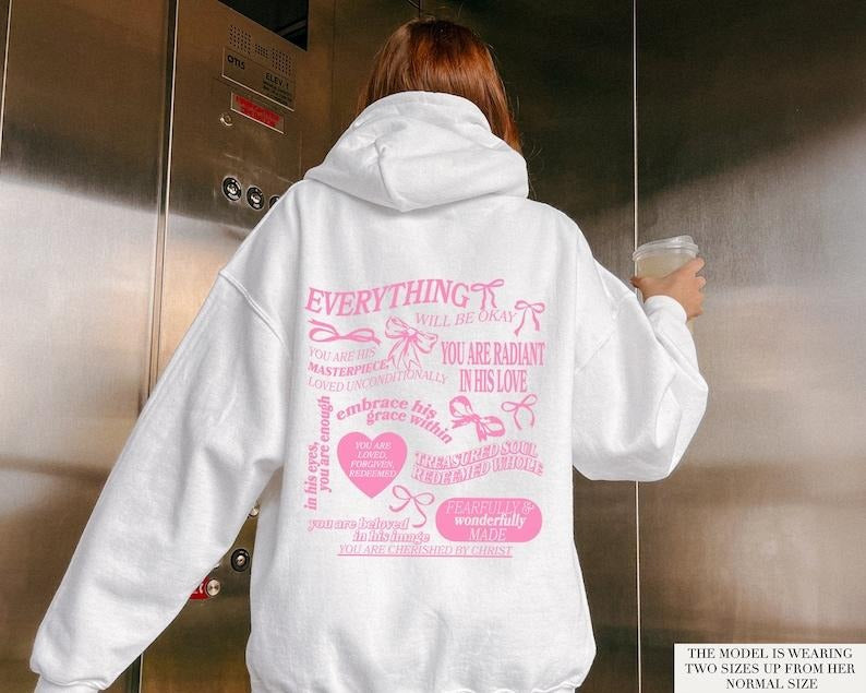 Coquette Hoodie Pink Christian Merch Christian Gifts Jesus  T-shirt, sweater Sweatshirt | DripVista.com