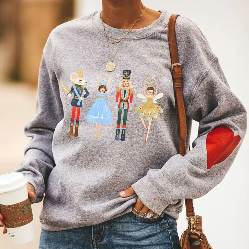 Coquette Nutcracker Christmas T-Shirt - Preppy Pink Christmas Tree Sweatshirt, Holiday Vibes Sublimation Clothing, Unisex Cotton Crewneck