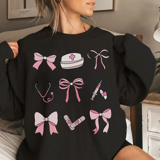 Coquette RN Nurse Graduation Gift, Nursing Student, Registered Nurse Sweatshirt, Cotton Crew Neck Shirt, Full Sizes, Full Colors