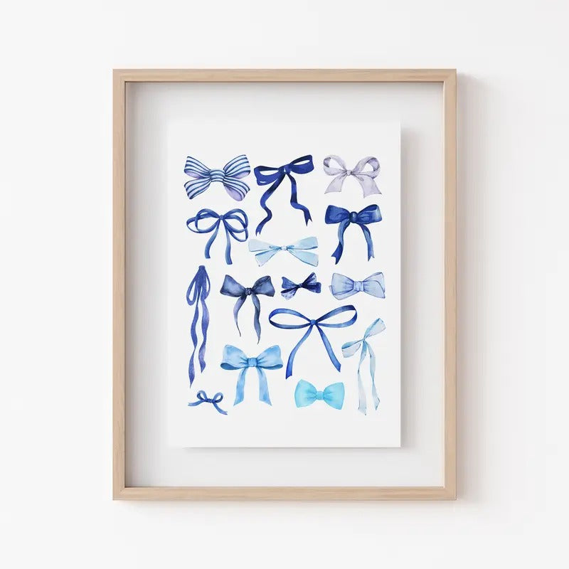 Coquette Room Decor, Balletcore Print, Watercolor Bow Print, Trendy Aesthetic Decor, Large Wall Art, Coastal Wall Art,...