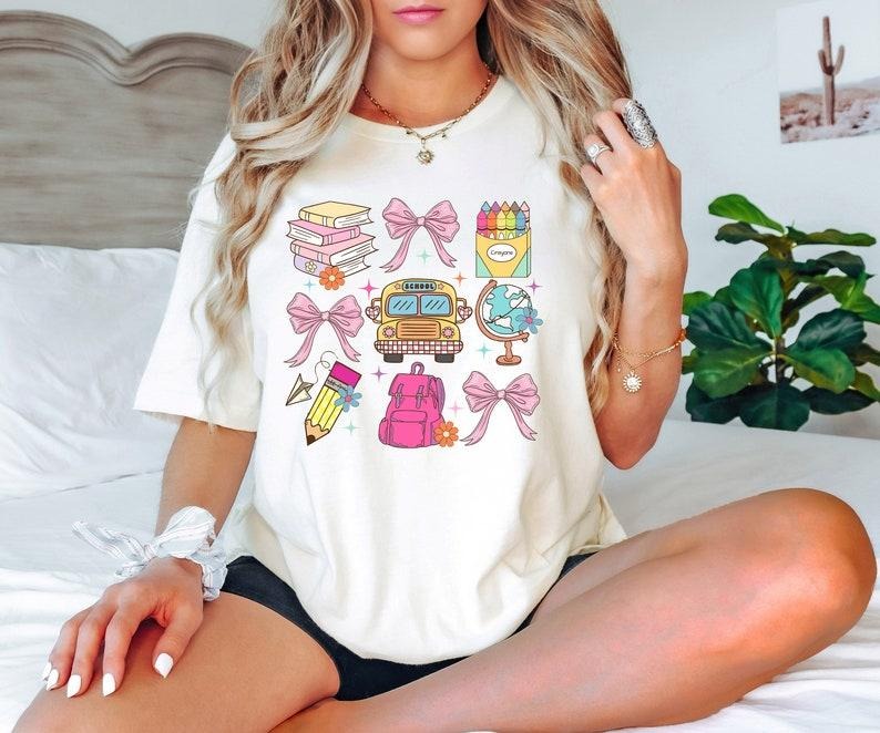 Coquette School Shirt,Back To School Shirts,Teacher Coquette Pink Bow T-Shirt,Cute Teacher Gift,First Day of School...