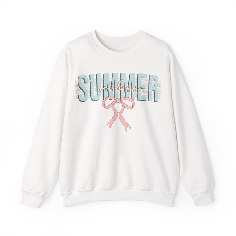 Coquette Summer Vibes Sweatshirt, Cute Summer Sweater, Girly Beach Crewneck T-Shirts, Hoodie | DripVista.com