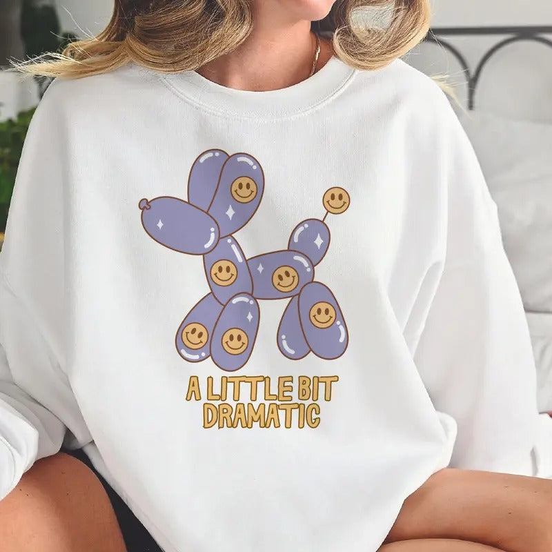 Coquette Sweatshirt Pink Balloon Poodle Pullover Bow Balloon Dog Sweatshirt Pink Bow Hoodie Girly Pink Balloon Dog...