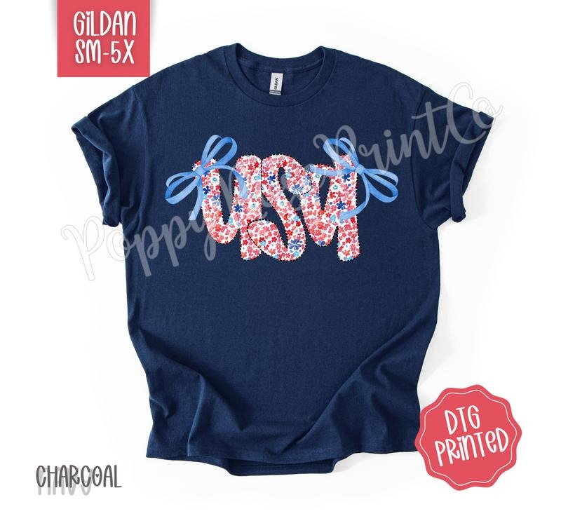 Coquette USA Gildan Tshirt, Cute American Tee, Girly Fourth Of July Shirt Hoodie, Sweatshirt | DripVista.com