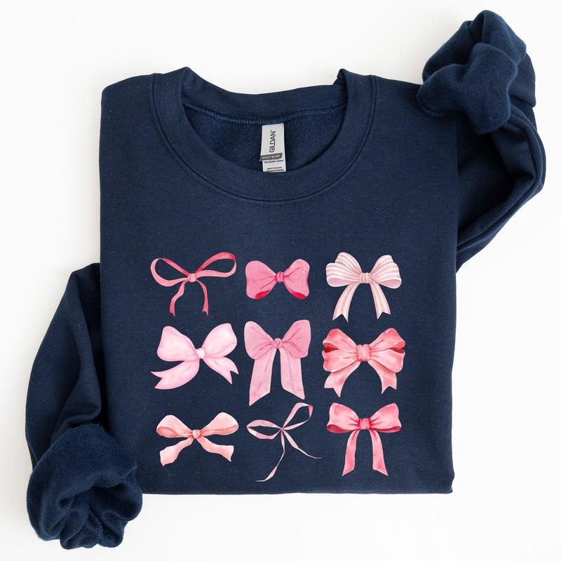 Coquette, Pink Bows, Trend, Girly, Soft Girl Era Sweatshirt, Women's Crew Neck, Crewneck T-Shirts, Hoodie | DripVista.com