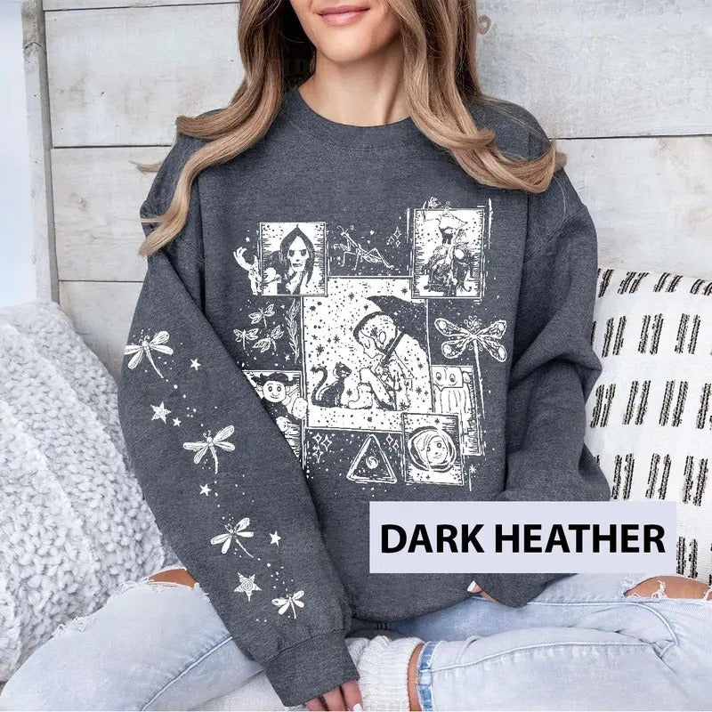 Coraline  in Dream Version Sweatshirt Hoodie, famous horror movies tshirt, Horror Character Shirt, Halloween Crewneck Sweatshirt