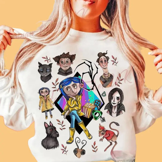 Coraline Animation Tshirt, other mother Coraline T-Shirt, wybie, other world sweatshirt, Best For Coraline Movie, Coraline Doll Hoodie, Halloween Cartoon sweatshirt, Movie Vintage Retro Horror, Halloween Gift, Unisex t-shirt