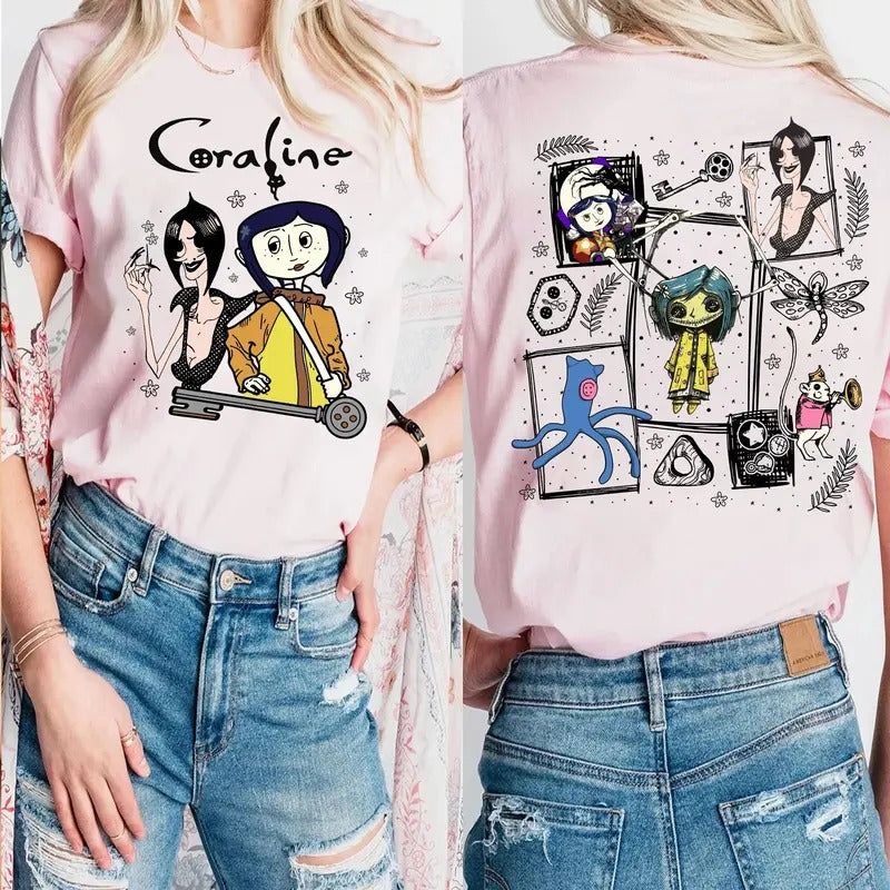 Coraline Double-side TShirt, other mother Coraline T-Shirt, wybie, other world sweatshirt, Best For Coraline Movie,...