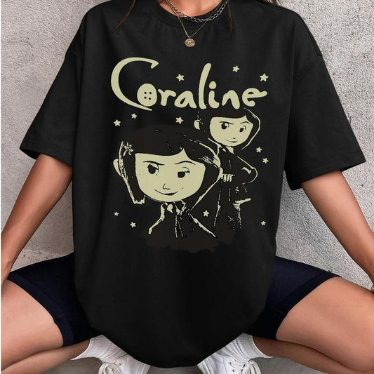 Coraline Jones vintage style  Shirt, Coraline horror movies tshirt, Horror Character Shirt, Halloween Crewneck Sweatshirt