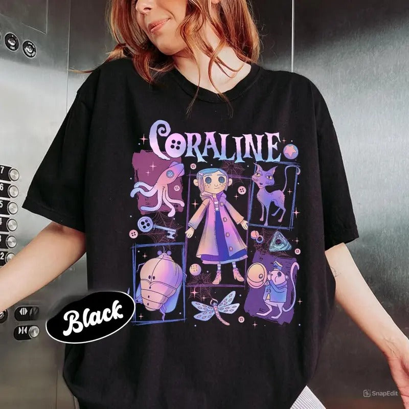 Coraline Spooky Sweatshirt, Funny circus Corr.aa.lineee sweatshirt,  Spooky movie Hoodie, Doll TShirt, Movie Retro Horror Sweatshirt, Halloween Gift Tshirt, Graphic Hoodie