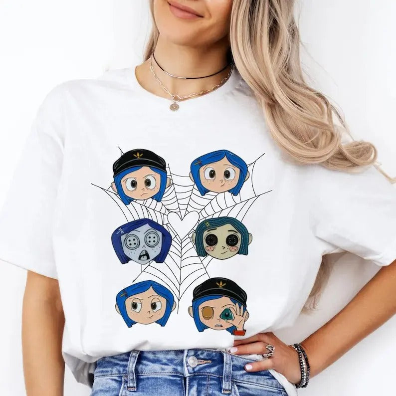 Coraline T-Shirt, Spooky Movie Halloween Shirt, Halloween Coraline Tee, Spooky Coraline Doll Sweatshirt, Coraline Movie...