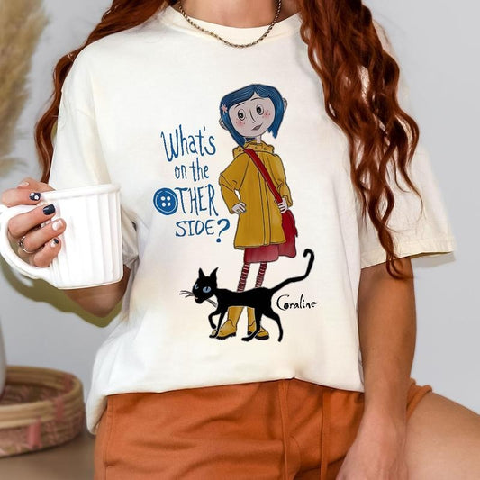 Coraline What's on the Other Side? Shirt, Horror Corline movies, Horror Character Shirt, Halloween Crewneck Sweatshirt