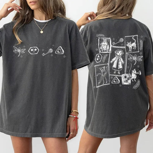 Coraline dreaming T-shirt, famous horror movies tshirt, Horror Character Shirt, Halloween Crewneck Sweatshirt Sweaters