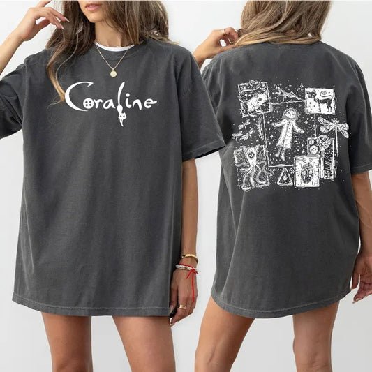 Coraline dreaming two sides Shirt, Wybie her friend, Dreaming of Coraline Sweatshirt, Coraline Welcome Home Sweatshirt, famous horror movies tshirt, Horror Character Shirt, Halloween Crewneck Sweatshirt