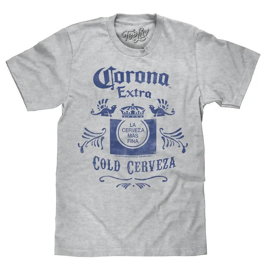 Corona Extra Cold Cerveza Crown Logo T-Shirt - Athletic Gray Heather