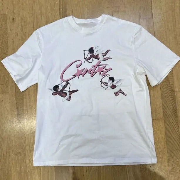 Corteiz White Cupid Allstars Cotton Short Sleeve T-Shirt, Y2k Shirt, Hip Hop, Unisex T-Shirt, Gift For Men Women Womenswear Menswear Top Streetwear
