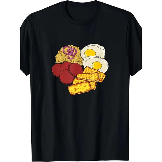 Cosy and breathable men's crewneck T-shirt, Dominican Republic's most popular food | cassava mud and fried cheese T-shirt, daily commute Made in USA
