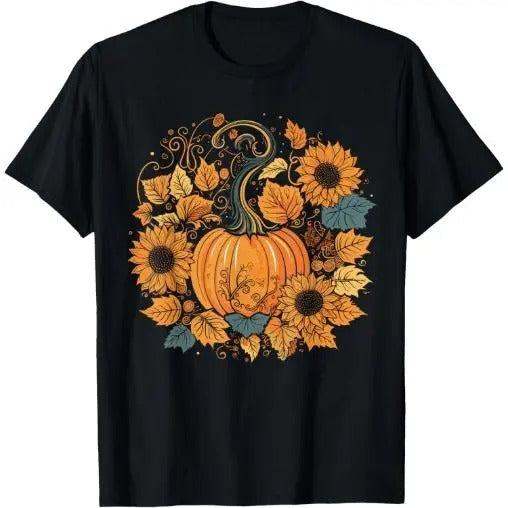 Cottagecore Pumpkins Sunflowers Fall Vibes men's Graphic T-Shirt Made in USA Hoodie, Sweatshirt | DripVista.com