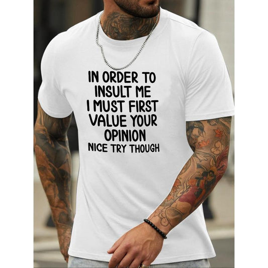 [Cotton Blend Graphic Tee] Machine Washable Cotton Blend Men's Fashion Graphic Tee - Casual Round Neck, Short Sleeve Made in USA