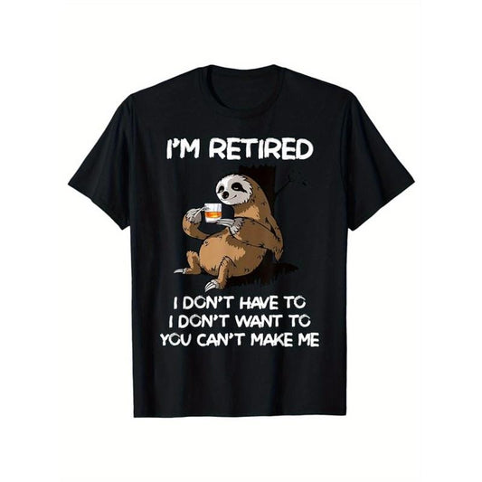 [Cotton Graphic Print Tee] 100% Cotton I'm Retired Graphic Print T-shirt - Men's Casual Short Sleeve Crew Neck Tee for Summer Outdoor Made in USA