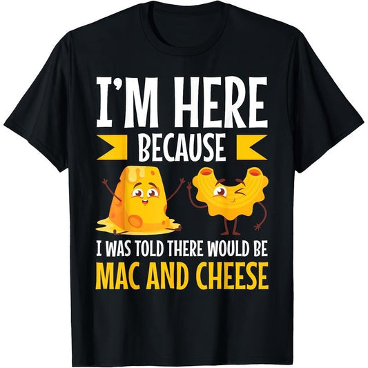 [Cotton Mac and Cheese Tee] 100% Cotton Mac and Cheese Themed T-Shirt - Regular Fit, Short Sleeve, Cartoon Pattern - Machine Washable Made in USA