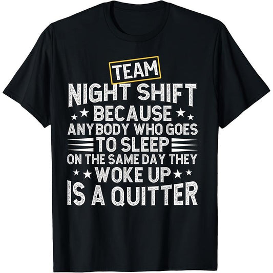 [Cotton Night Shift Tee] 100% Cotton Night Shift Worker T-Shirt - 180g Overnight Work Shift Tee Made in USA