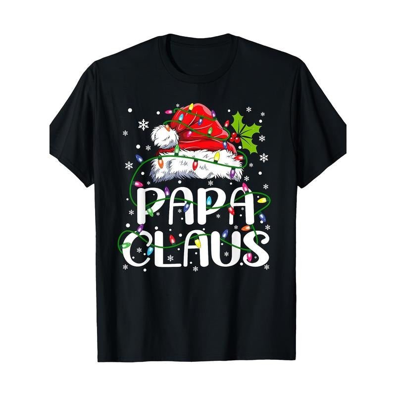 Cotton Papa Claus Christmas Lights Pajama Family Matching T-Shirt Made in USA Hoodie, Sweatshirt | DripVista.com