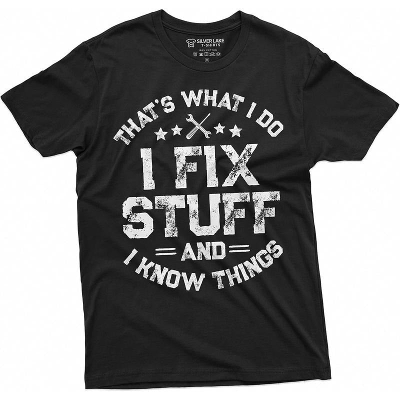 Cotton Short Sleeve Men'WB shield Funny Swoosh Fix Stuff T-Shirt Mechanic Engineer Garage Tee Shirt For Men Women Hoodie,...