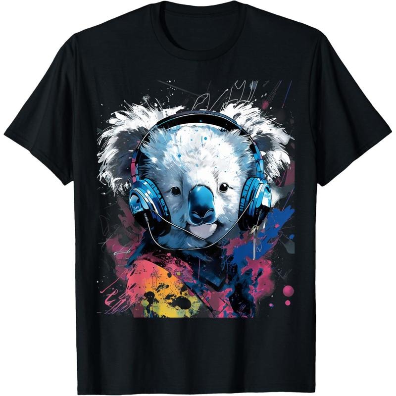 Cotton Short Sleeve Rave EDM Koala Straw hat pirates T-Shirt For Men Women Hoodie, Sweatshirt | DripVista.com