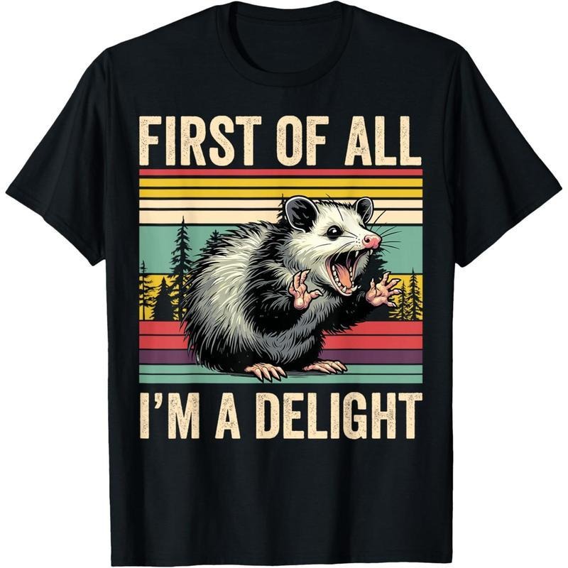 Cotton Short Sleeve T-Shirt Opossum First FOG Spiky hair fighters Im WB shield Delight Possum Gifts For Men T-Shirt...