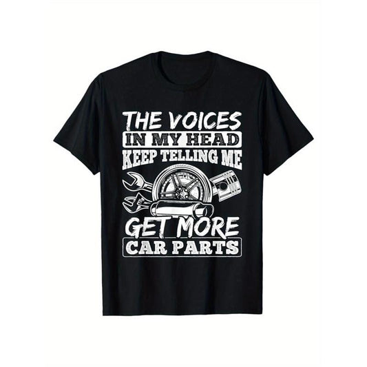 Cotton T-Shirt - Car and Mechanic Enthusiast Heat Transfer Printing for Men Made in USA