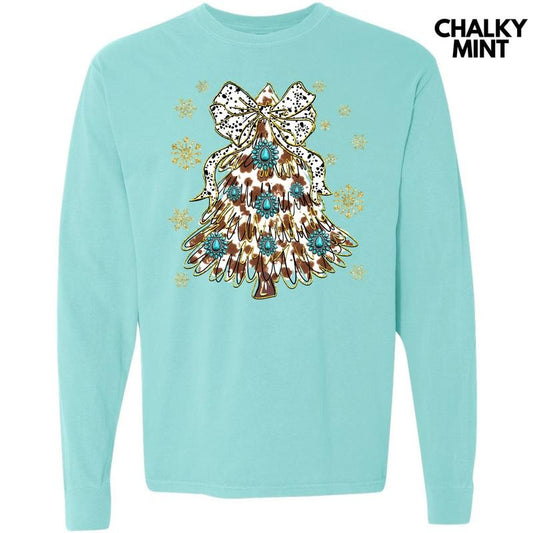 Country Christmas Tree Long Sleeve Comfort Colors T-Shirt 'NLB'