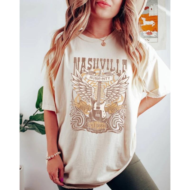 Country Concert Shirt, Retro Nashville Music City Tee, Comfort Colors Spinner Tshirt, Oversized Concert Dress