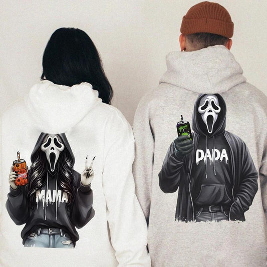 Couple Spooky Mama Dada Drinkin Halloween 2 Sides Shirt Sweatshirt Hoodie, Fun Gh0st Drinkin Coffee Sweatshirt, Spooky Mama Shirt, Ghost Sweatshirt, Halloween Dad Gift, Gift for Mom