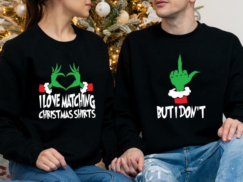 Couples Christmas Party Sweatshirt, I Love Matching Christmas Shirts, But I Don't Sweater, Matching Wife Husband Xmas Hoodie, Christmas Couples Gift.