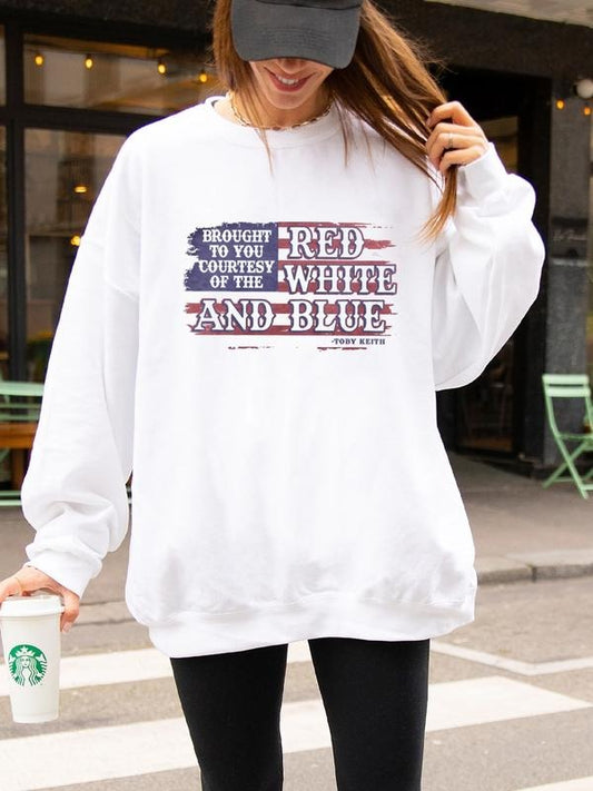 Courtesy Of The Red, White, And Blue Flag Sweatshirt Womenswear