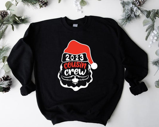 Cousin Crew 2023 Sweatshirt, Santa Cousin Matching Outfit, Family Christmas Party Gift Sweater, Winter Holiday Cousin Gathering Hoodie.