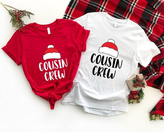 Cousin Crew Christmas Shirt, Cousins Group Hat T-Shirt, Family Matching Xmas Party Tee, Cousin Winter Holiday Gathering Tee.