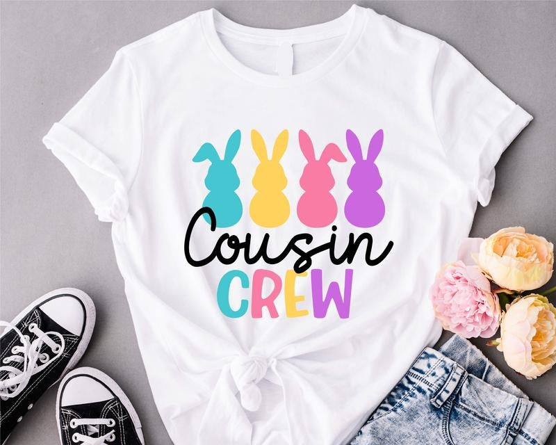 Cousin Crew Shirt, Easter T-Shirt, Matching Cousins Squad Tees, Family Easter Short Sleeve, Cousins Crew Rabbits Shirts.