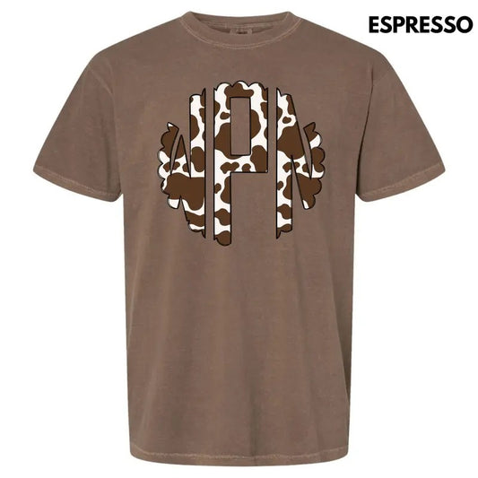 Cow Print Monogram Comfort Colors T-Shirt 'NLB'